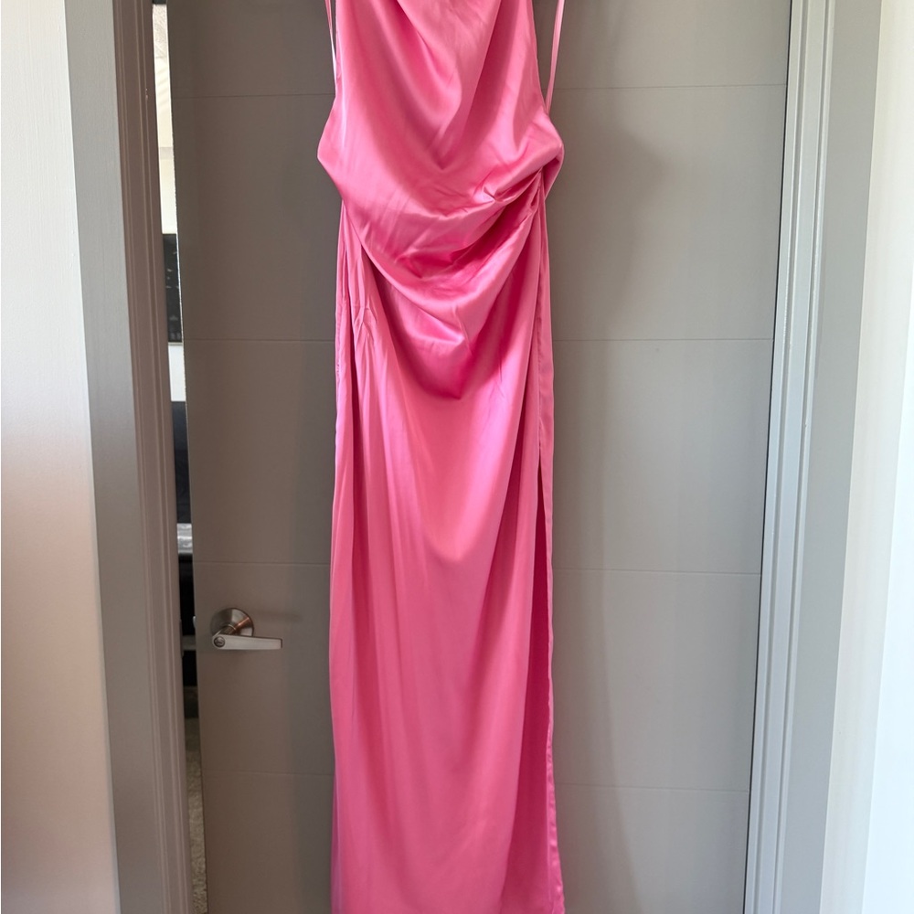 Elegant Backless Pink Evening Gown